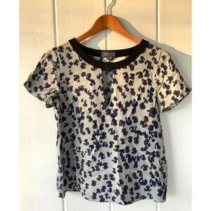 Gryphon New York Women's Camo Leopard Silk Top SMALL Whimsical Luxury Minimalist